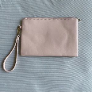 Boohoo Lottie nude pink clutch wristlet bag